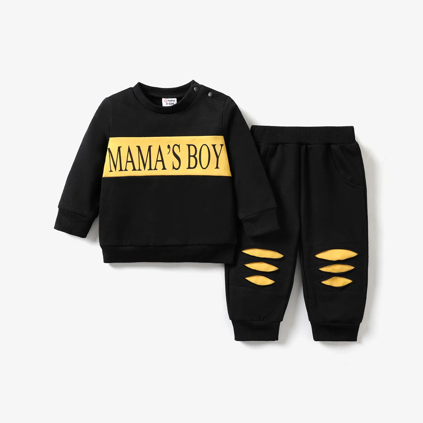 2pcs Baby Boy Classic Letter Pattern Set  big image 1