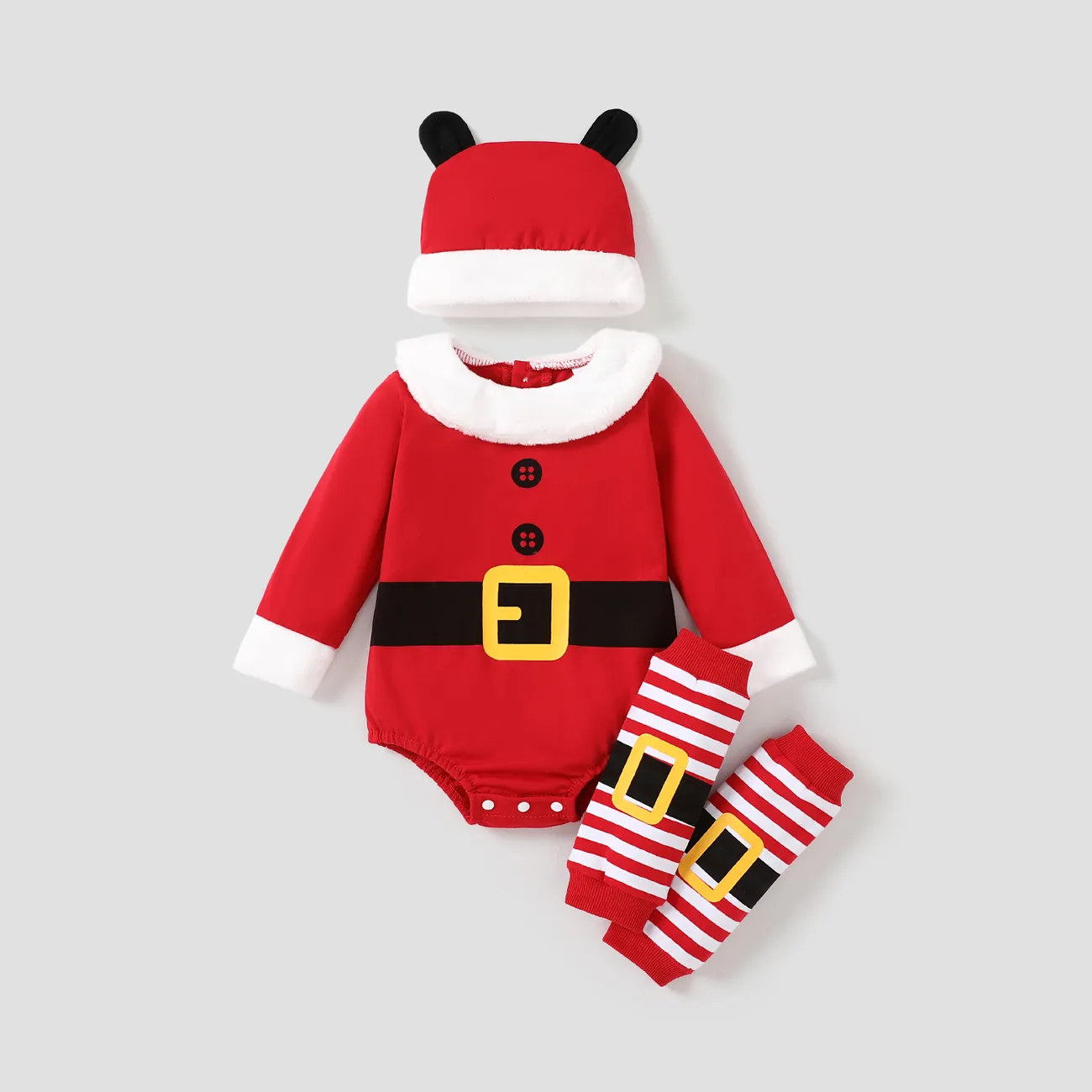 3PCS Baby Boy/Girl Childlike Christmas Romper Set Red big image 1