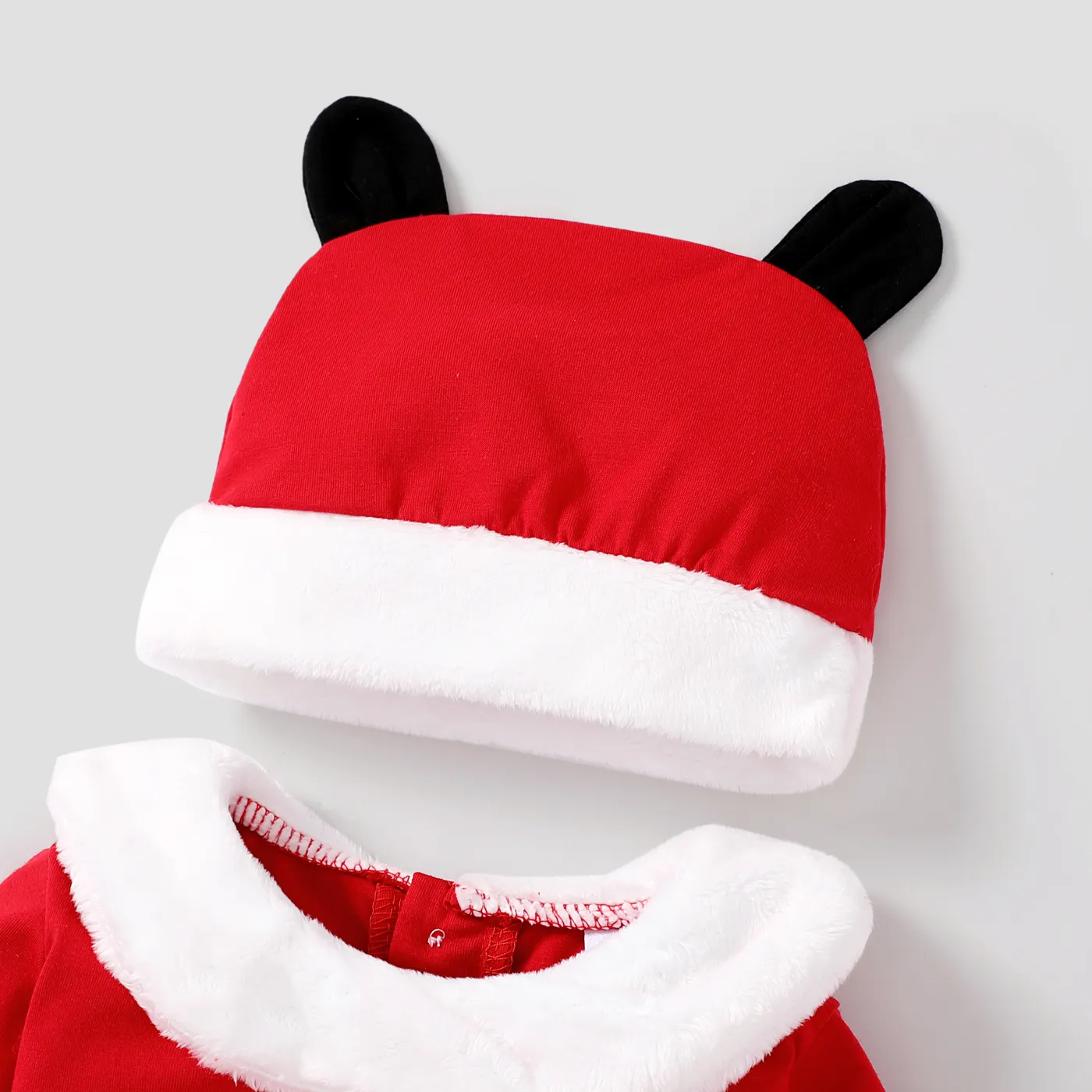  3PCS  Baby Boy/Girl Childlike Christmas Romper Set Red image 3