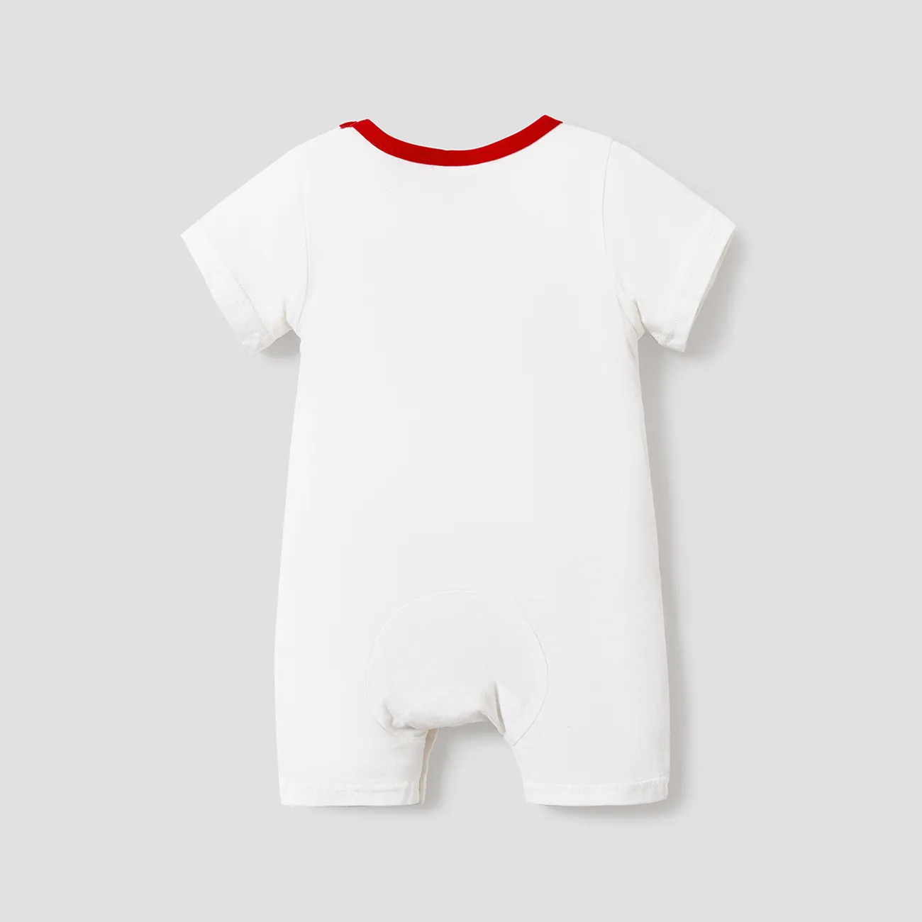 100٪ قطن أحرف رومبير وألوان قوس قزح مطبوعة بأكمام قصيرة بيضاء للأطفال أبيض big image 1