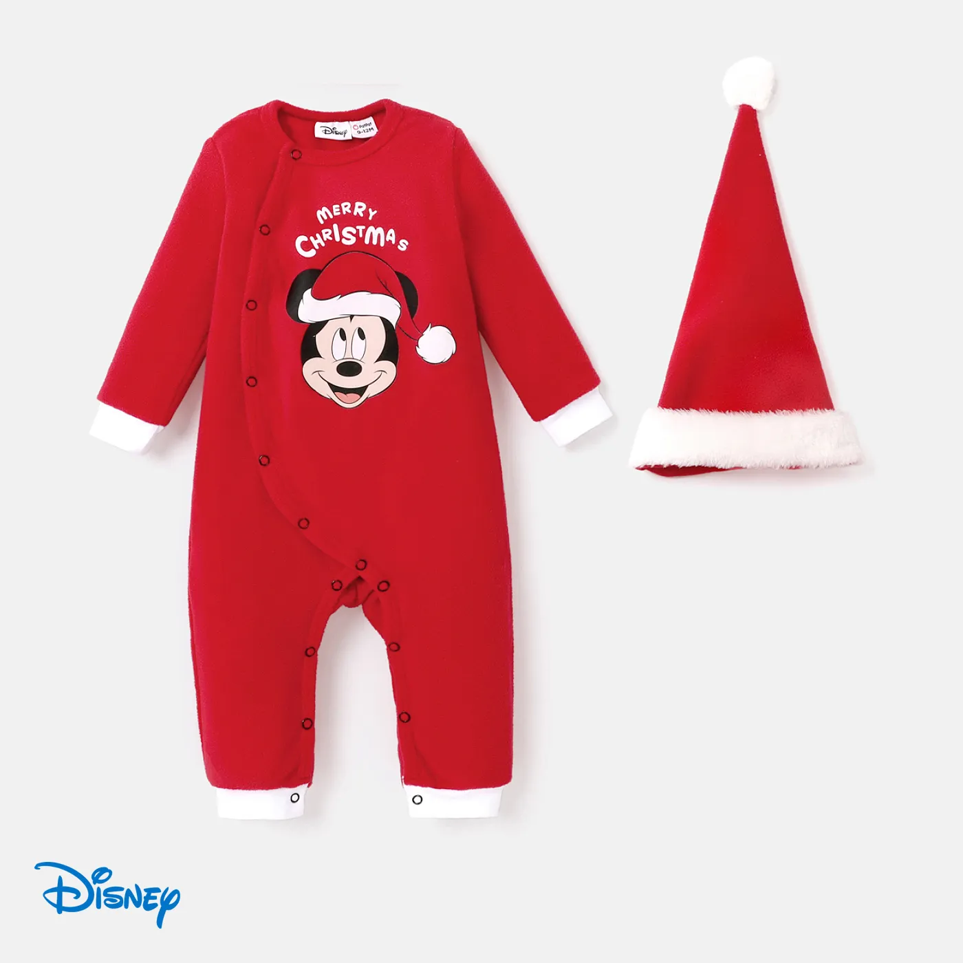 

Disney Mickey and Friends Baby Girl/Boy 2pcs Character Print Polarfleece Long-sleeve Jumpsuit with Hat