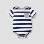 Baby Boy/Girl Stars/Striped Short-sleeve Romper Dark Blue/white
