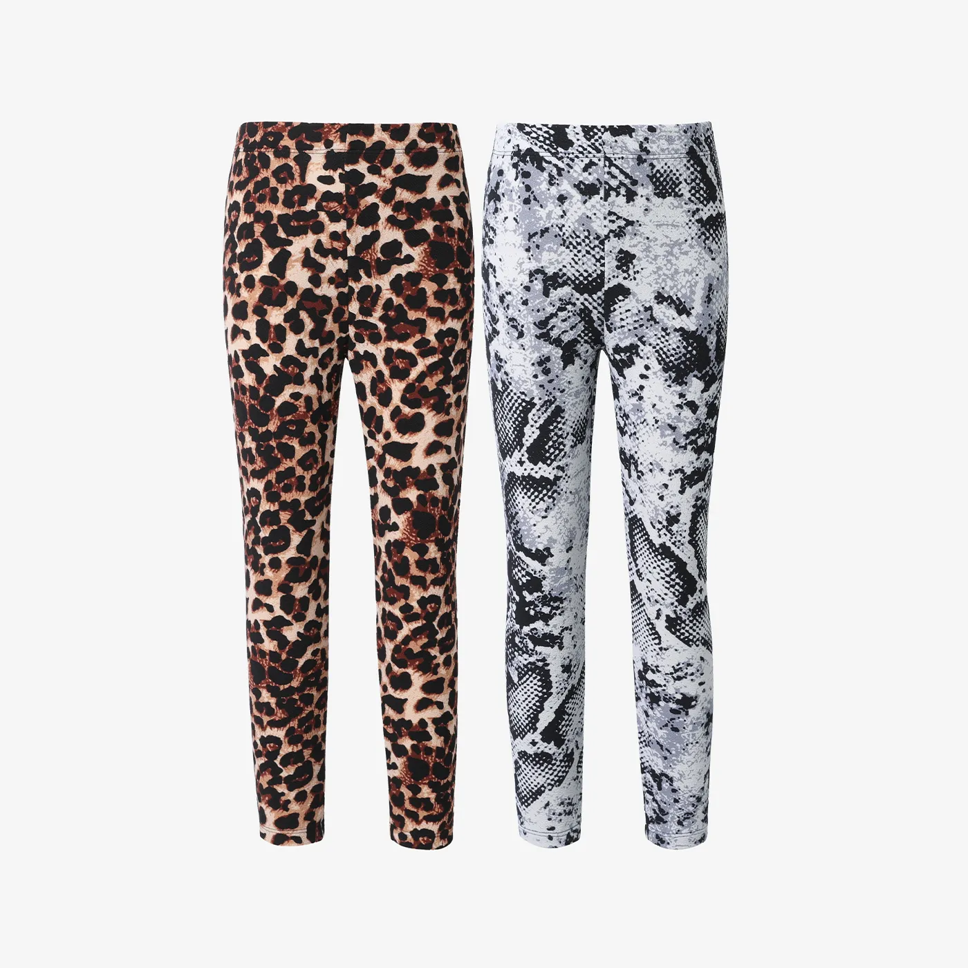 Kid Girl Avant-garde Leopard and Snake Print Legging 