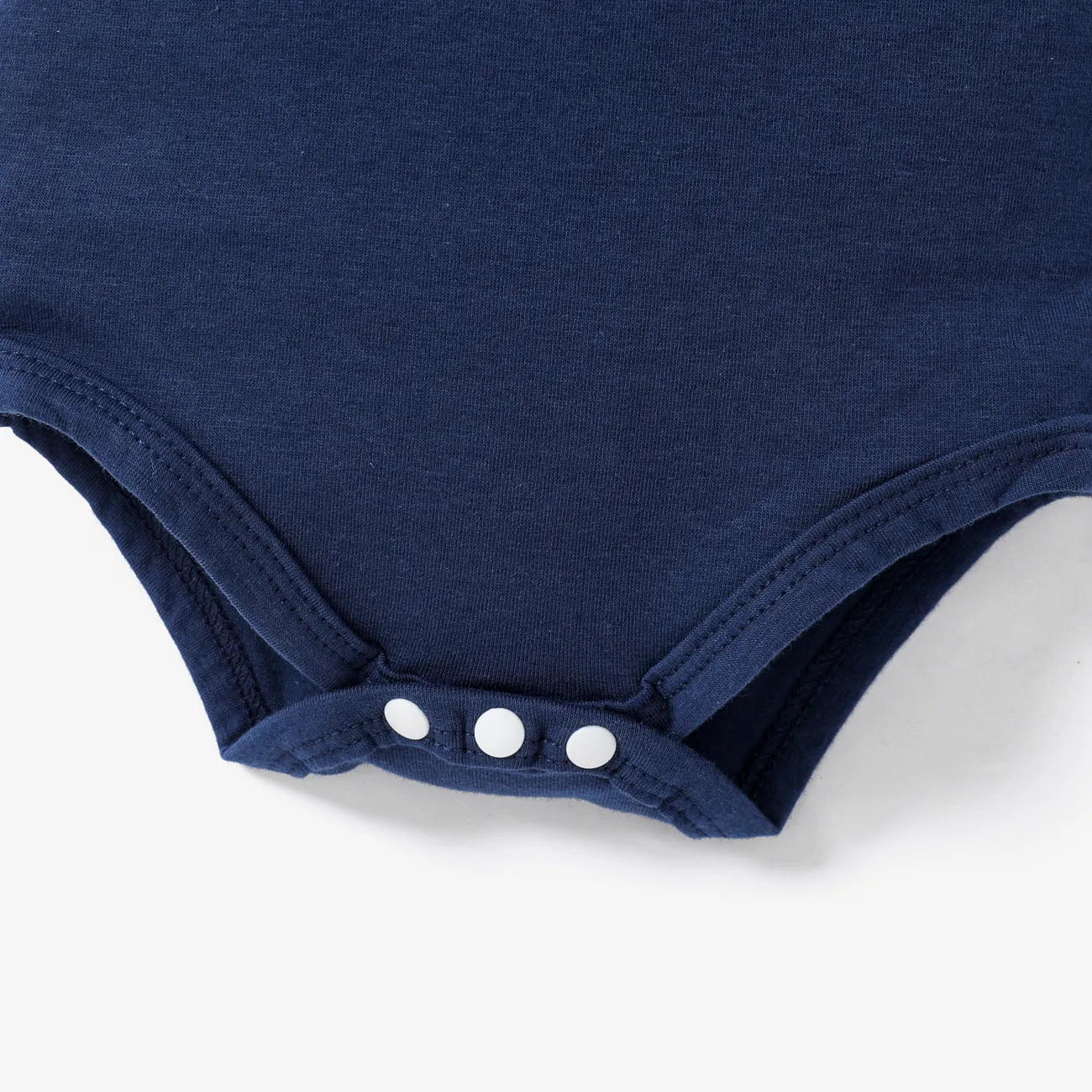 100% Cotton Baby Boy/Girl Cartoon Bear Embroidered Polo Collar Short-sleeve Romper Royal Blue big image 1