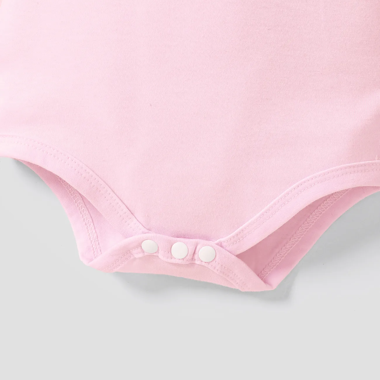 100% Cotton Baby Boy/Girl Cartoon Bear Embroidered Polo Collar Short-sleeve Romper Pink big image 1