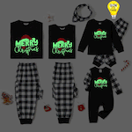 Christmas Family Matching Glow In The Dark Letters Print Long-sleeve Pajamas Sets (Flame resistant)  image 2