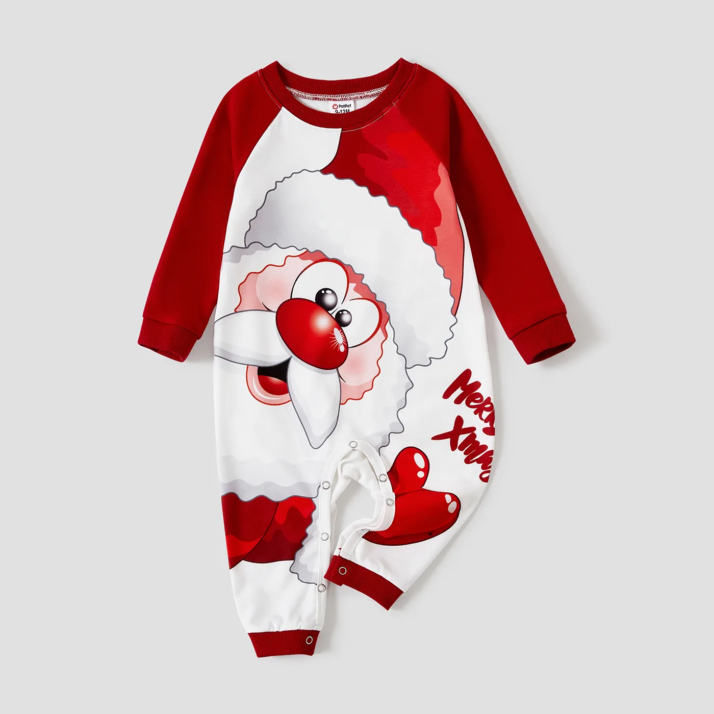 Christmas Family Matching Color-block Santa Print Long-sleeve Tops  big image 1