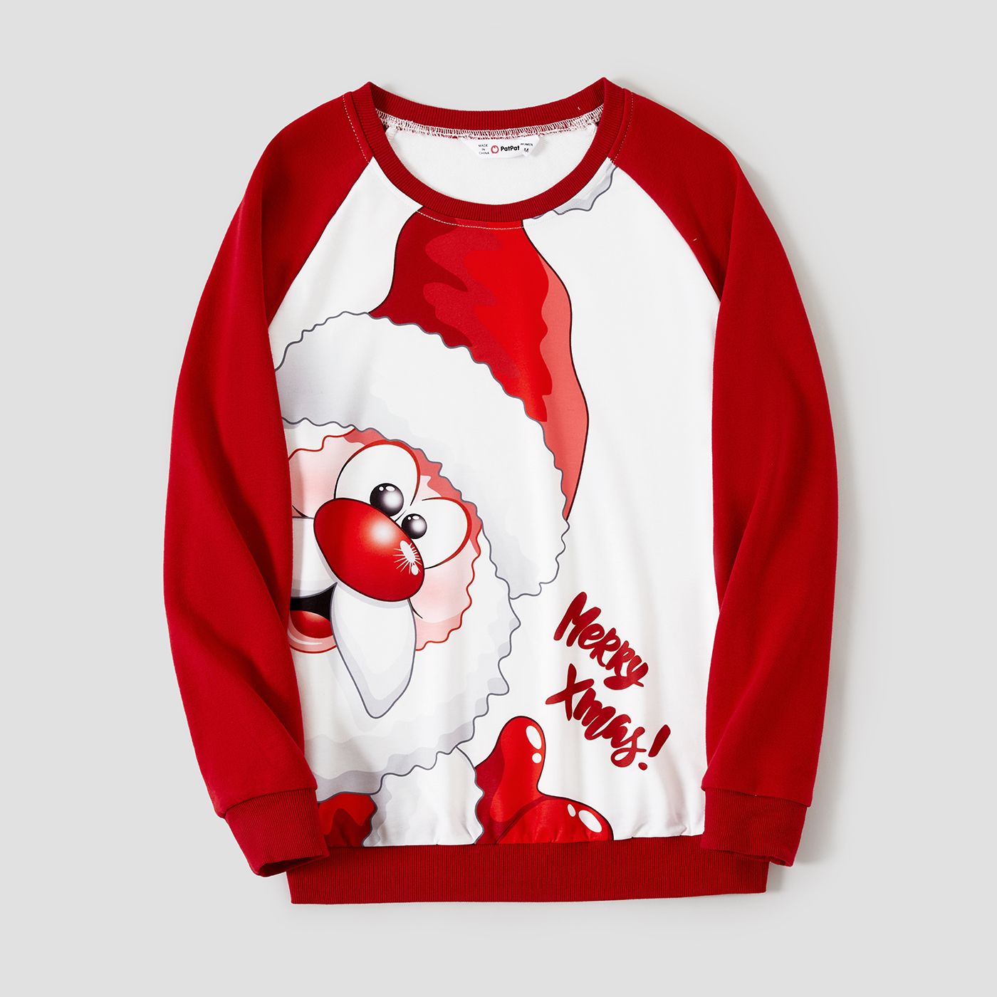 Christmas Family Matching Color-block Santa Print Long-sleeve Tops