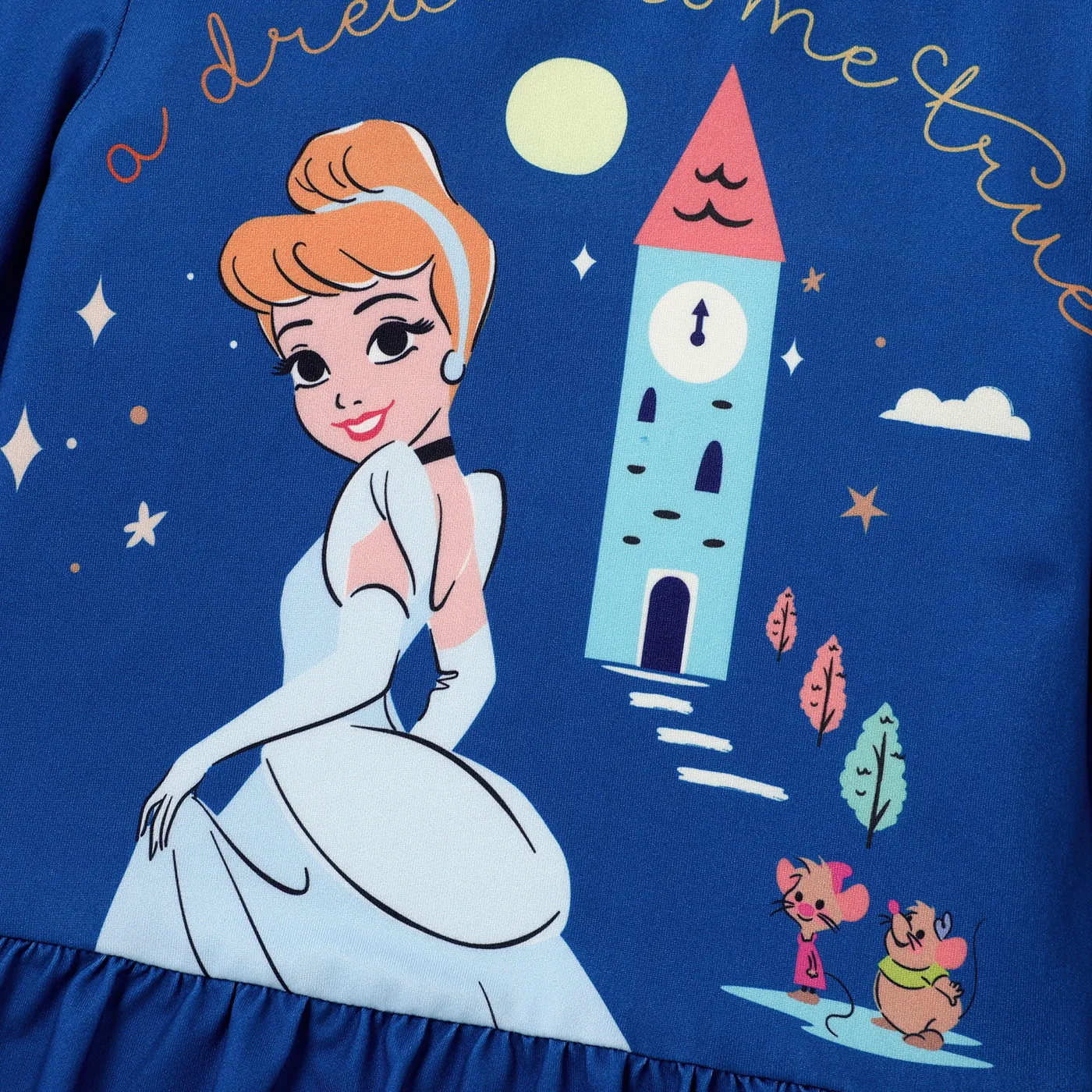 Disney Princess Toddler Girl 2pcs Character Print Peplum Long-sleeve Tee and Stripe Pants Set   image 3