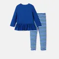 Disney Princess Toddler Girl 2pcs Character Print Peplum Long-sleeve Tee and Stripe Pants Set   image 2