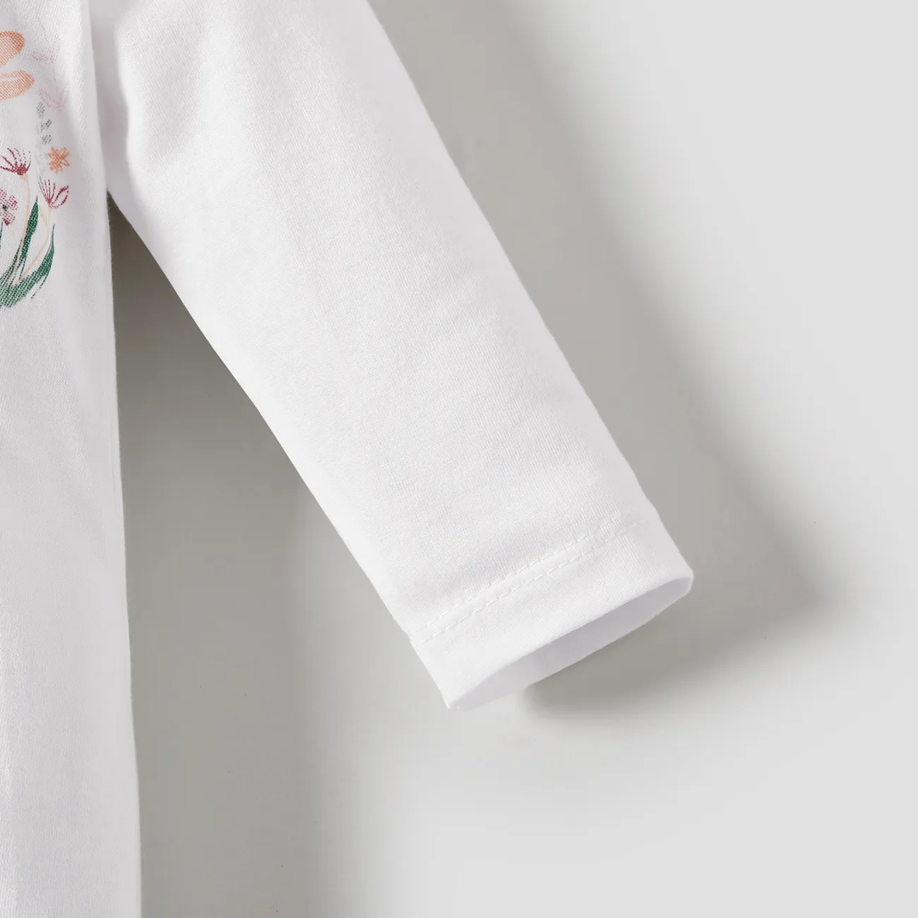 Bébé Fille Couture de tissus Doux Manches longues Combinaisons Blanc big image 1