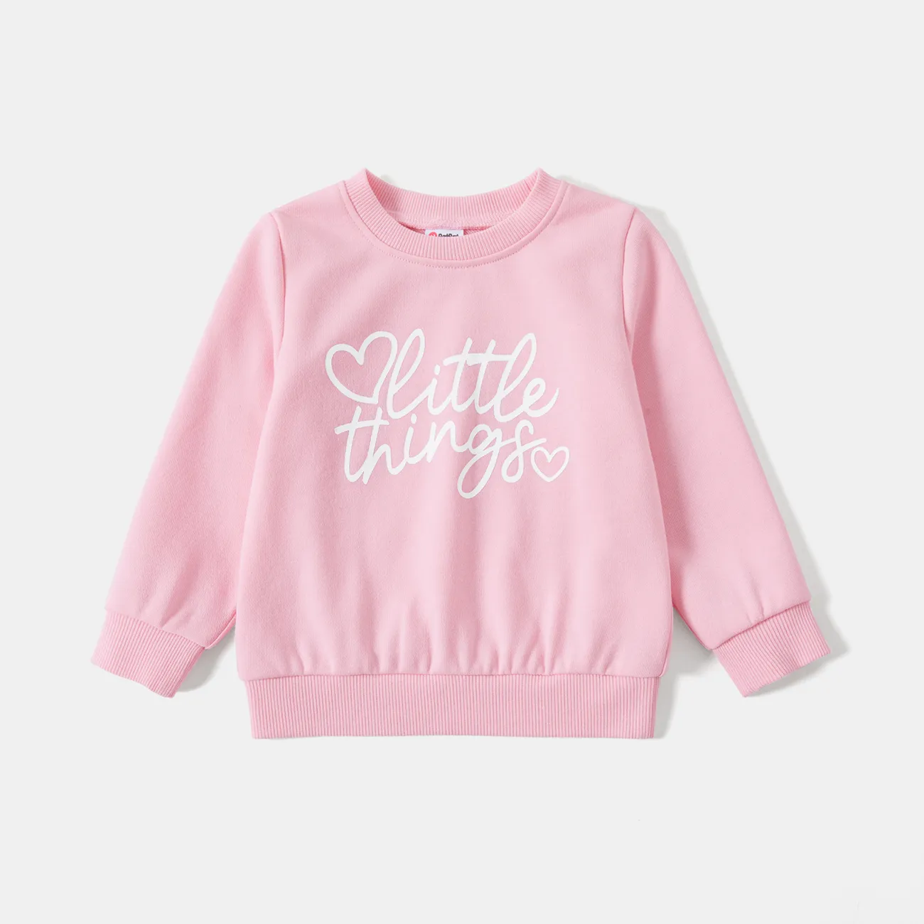 Mommy and Me Cotton Pink Letters Print Long Sleeve Tops big image 1