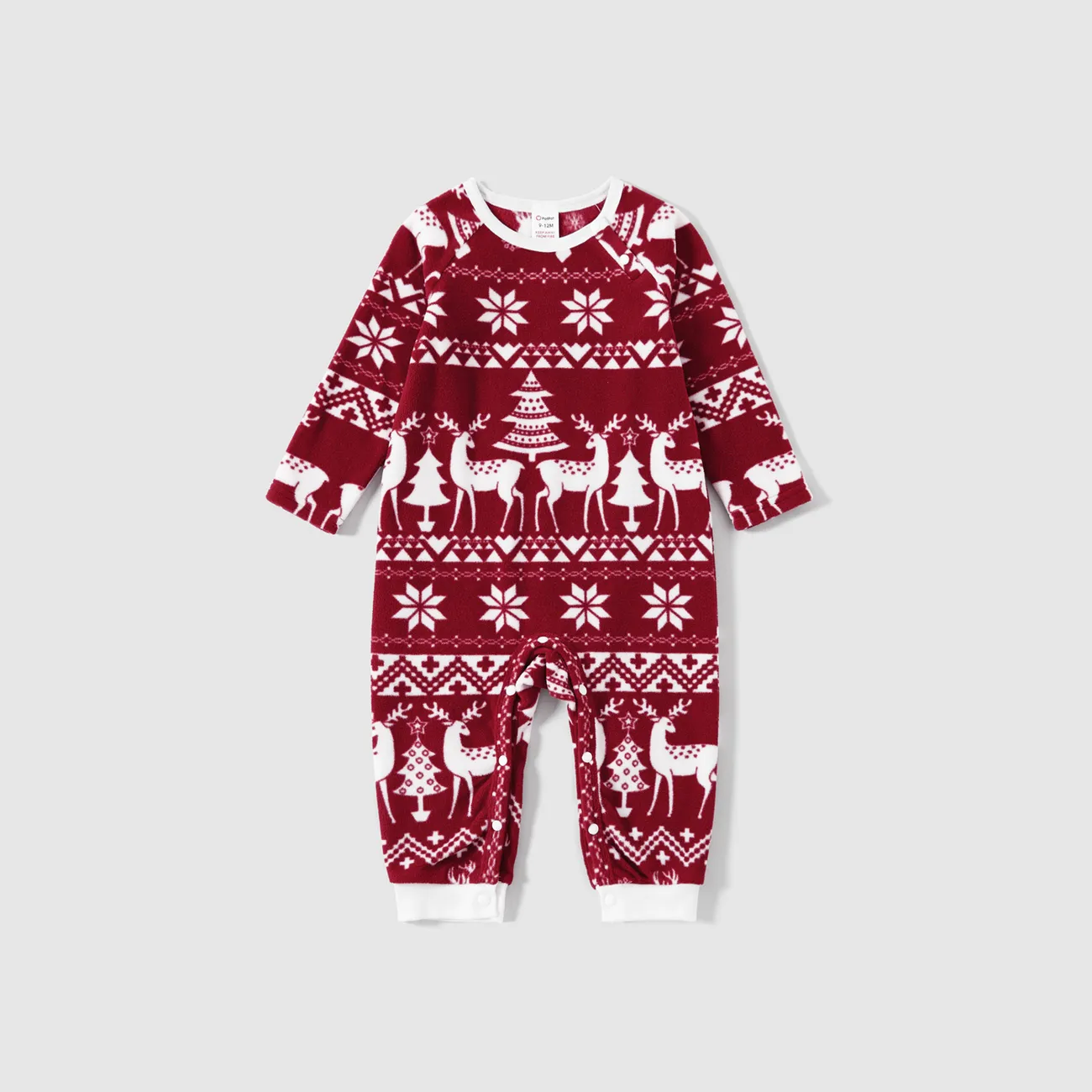 Christmas Family Matching Festival All-over Print Long-sleeve Pajamas Sets(Flame resistant) Burgundy big image 1