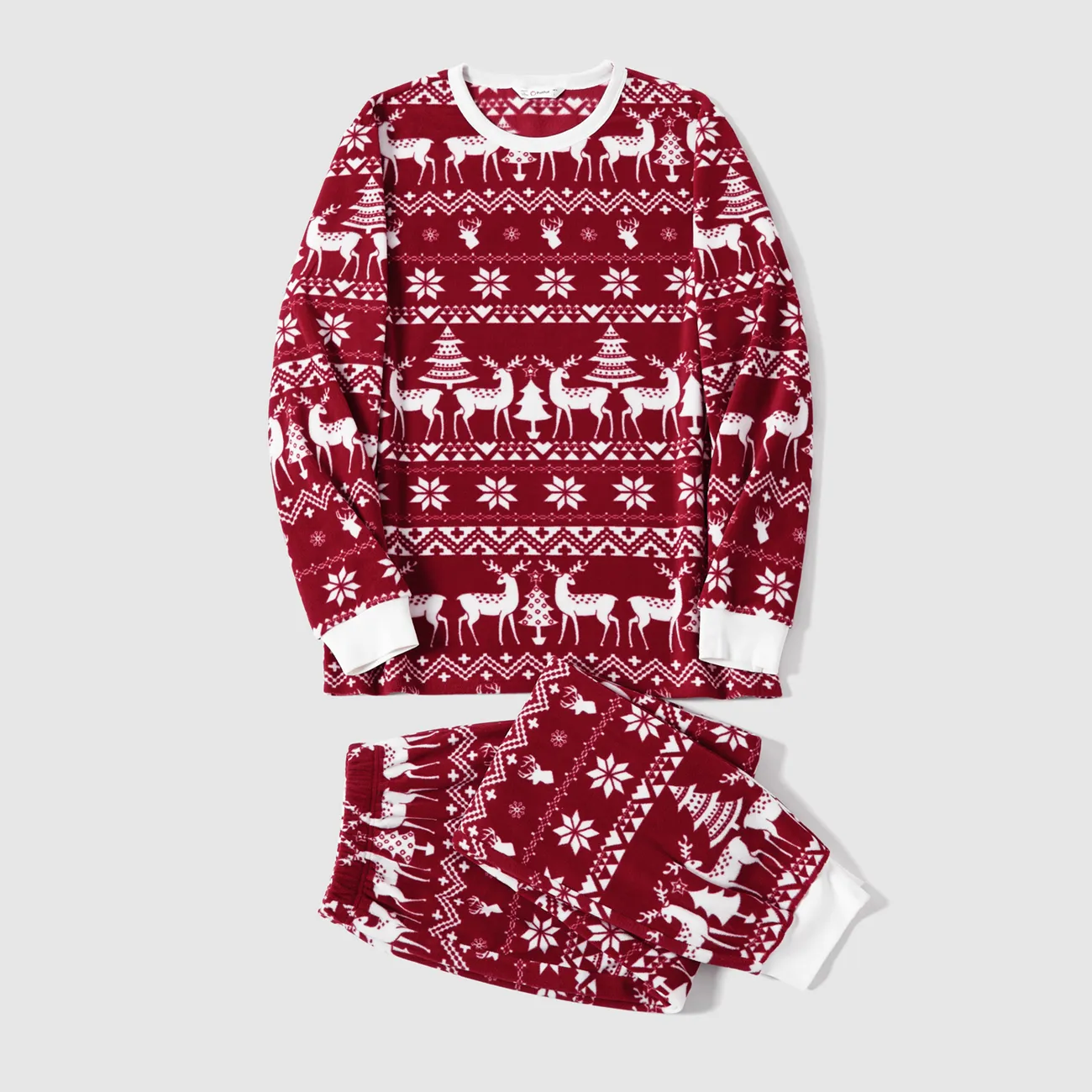Weihnachten Familien-Looks Langärmelig Familien-Outfits Pyjamas (Flame Resistant) Burgundy big image 1