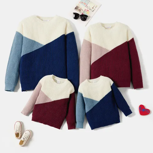 Family Matching Colorblock Long-sleeve Knitted Sweater