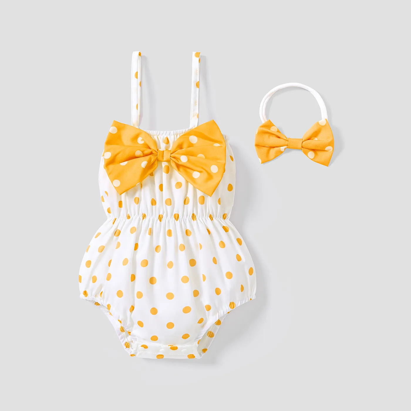 2 unidades Bebé Menina Hipertátil/3D Bonito Sem mangas Macacão curto Amarelo