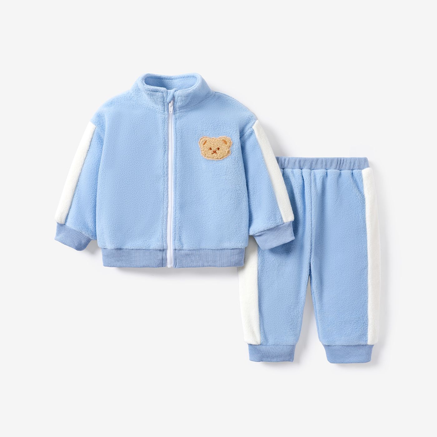 

2pcs Baby Boy/Girl Casual Solid Color Zipper Sets