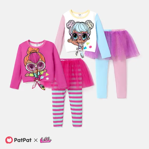 L.O.L. SURPRISE! Toddler Girl Cosplay Print T-shirt and Mesh Overlay Leggings Sets