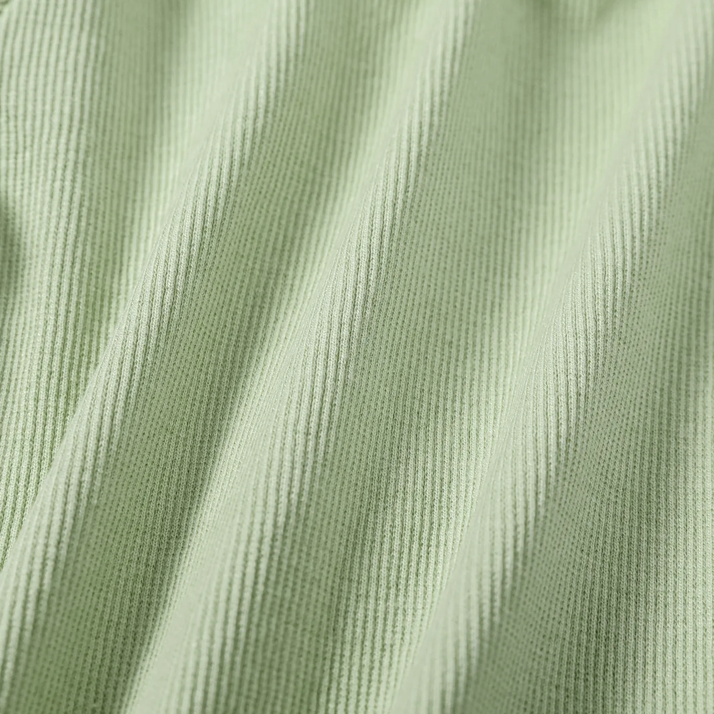 Baby Boy/Girl Ribbed Long-sleeve Footed Snap Jumpsuit Light Green image 5