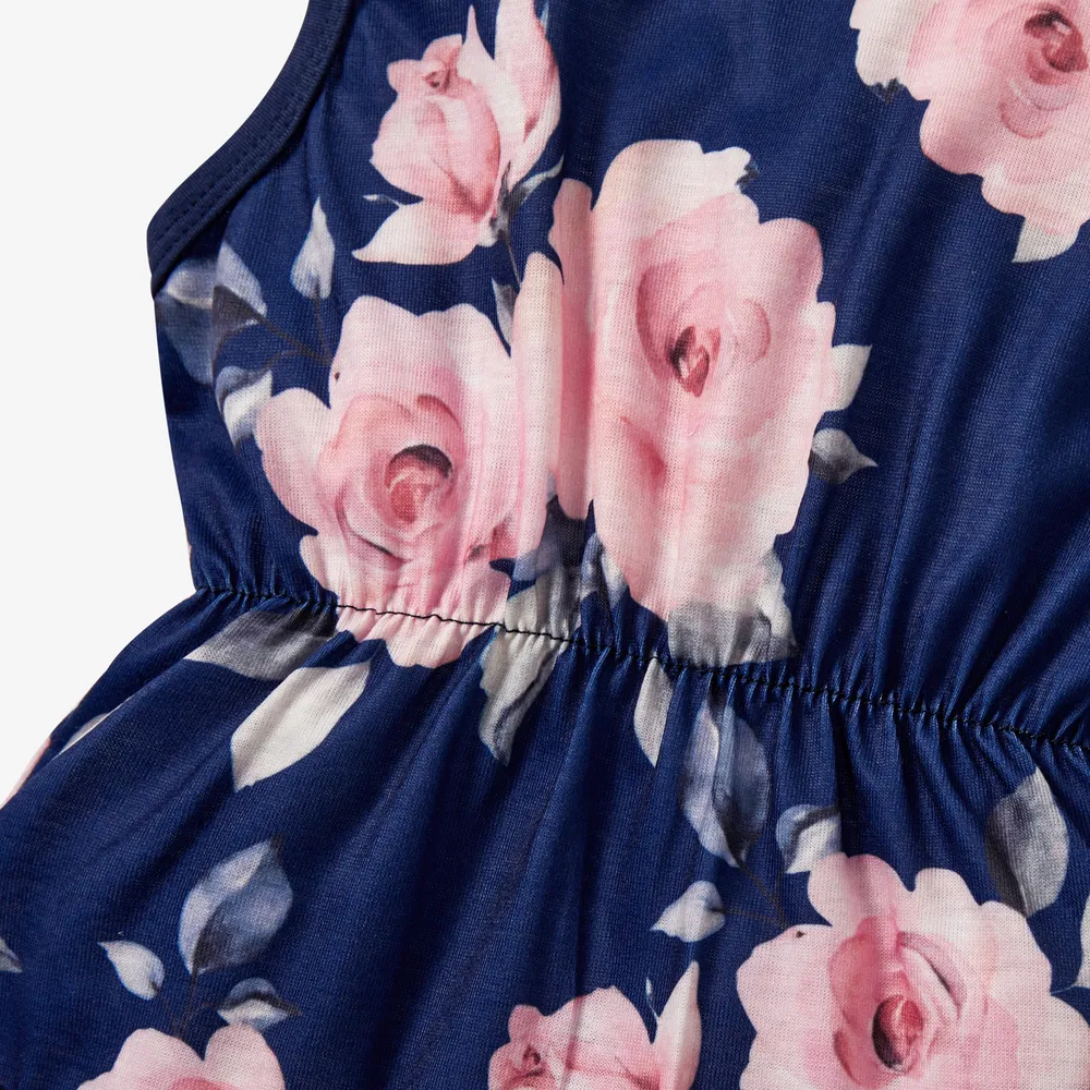 2pcs Floral Print Tasseled Sleeveless Baby Set big image 3