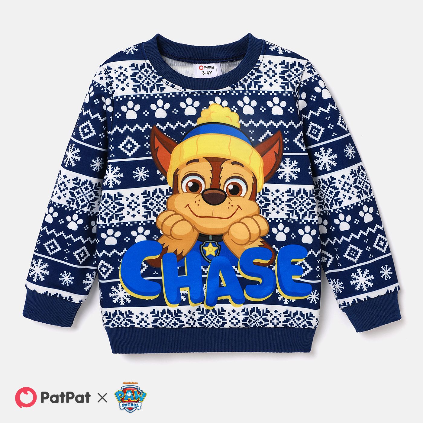 paw patrol toddler girl/boy christmas snowflake print sweatshirt