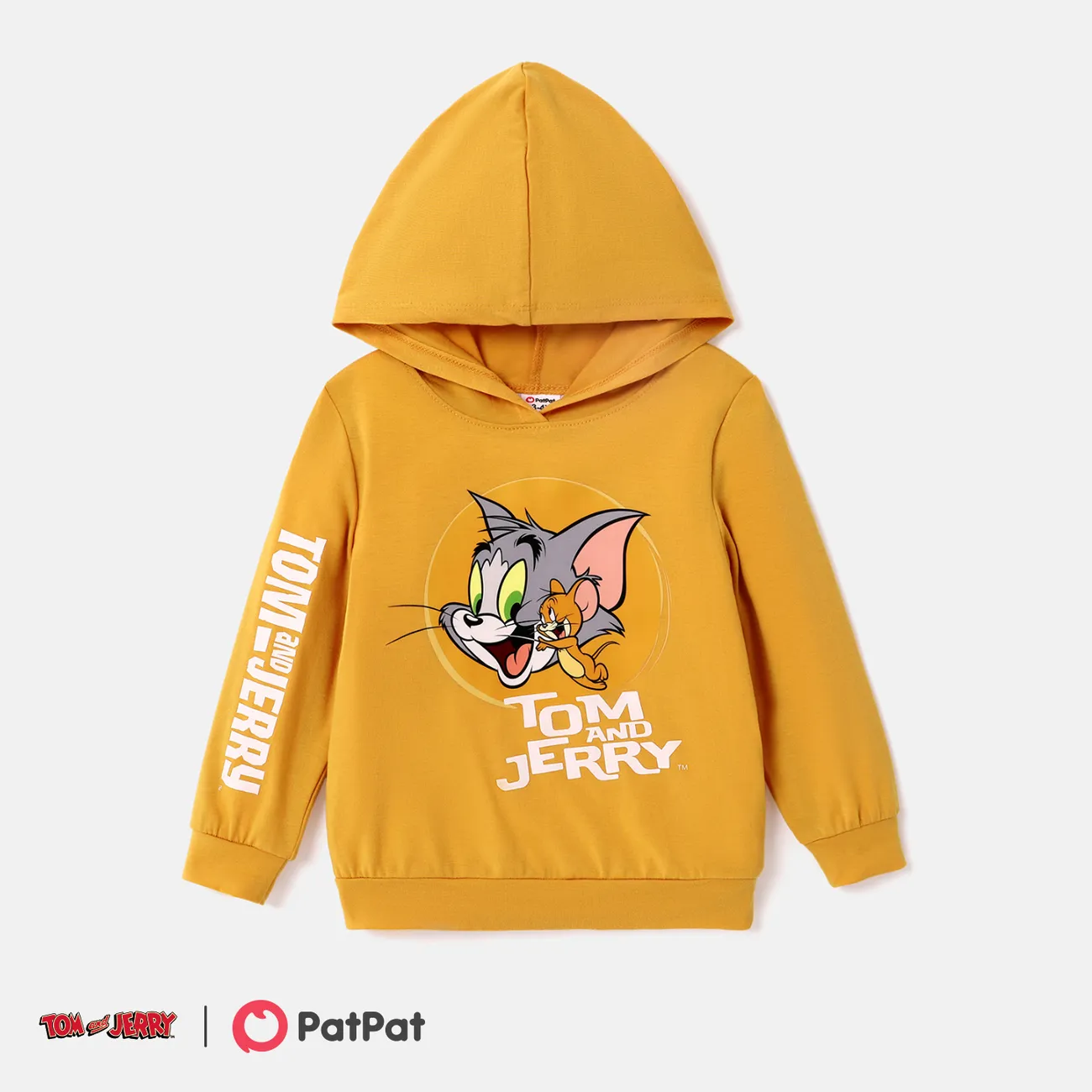 Tom and Jerry Toddler Boy Letter Print Yellow Hoodie Sweatshirt  big image 1