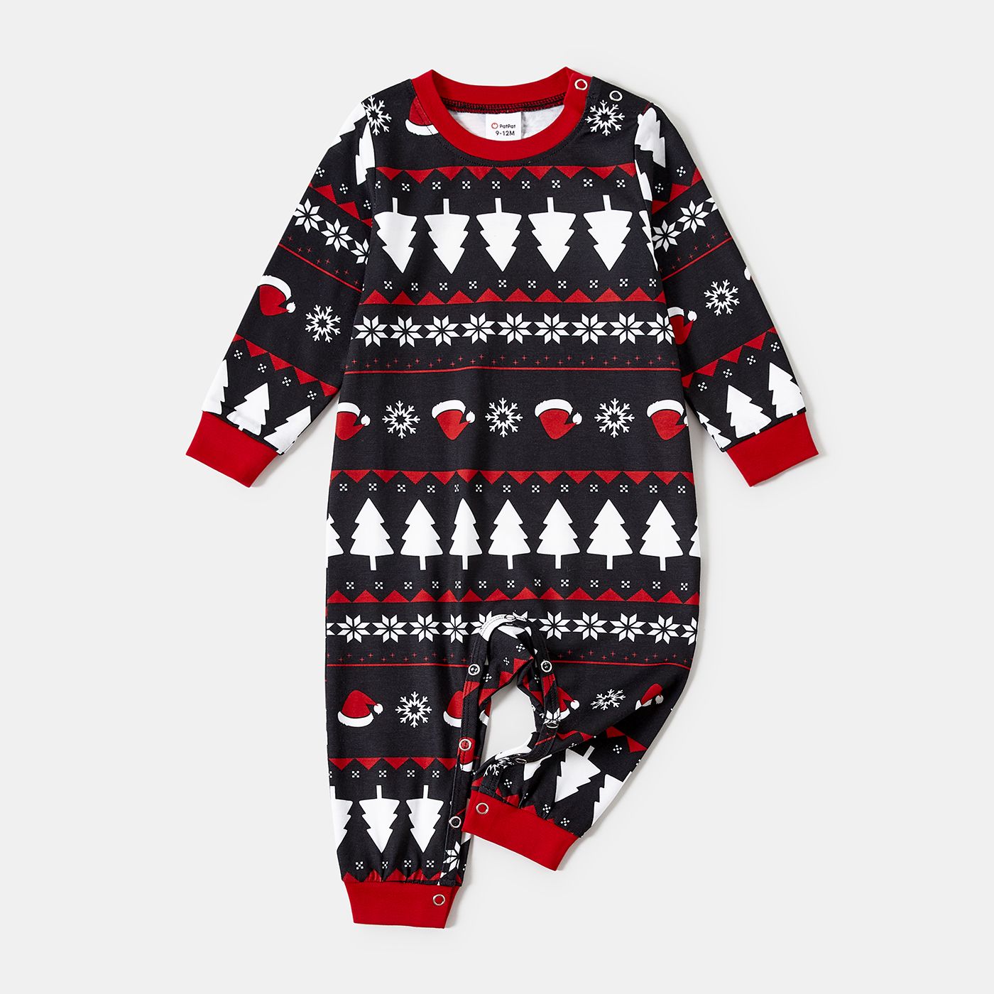 Christmas Family Matching Santas Print Long-sleeve Pajamas Sets(Flame Resistant)