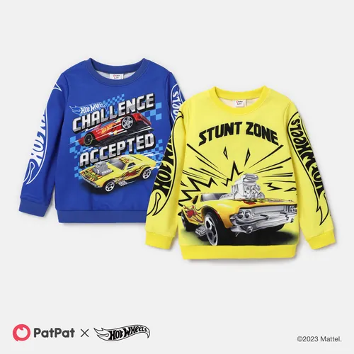 Hot Wheels Kids Boy Alphabet Print Crewneck Long-sleeve Sweatshirt