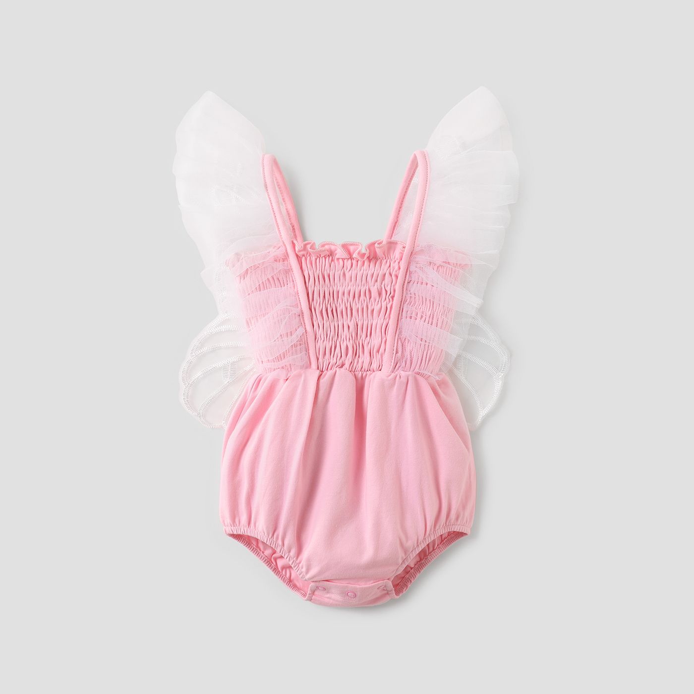 Baby Girl Wings Decor Smocked Bodysuit