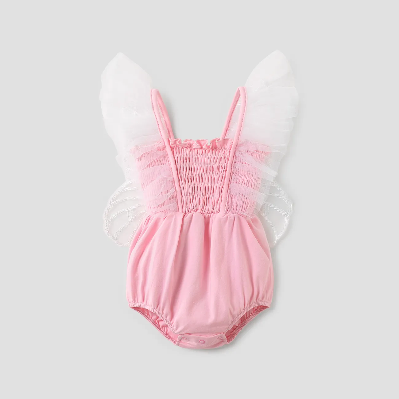 Baby Girl Wings Decor Smocked Bodysuit  big image 1