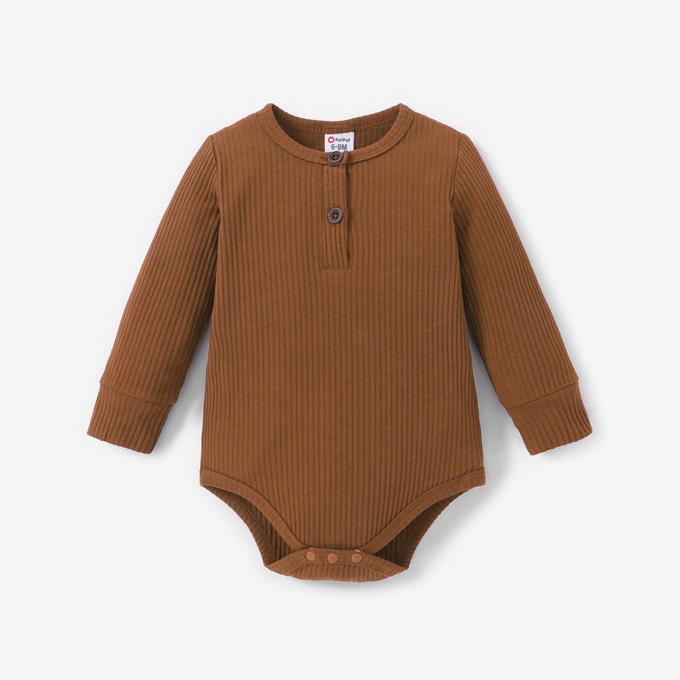 Baby Boy/Girl 95% Cotton Ribbed Long-sleeve Button Up Romper