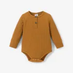 Baby Boy/Girl 95% Cotton Ribbed Long-sleeve Button Up Romper Ginger