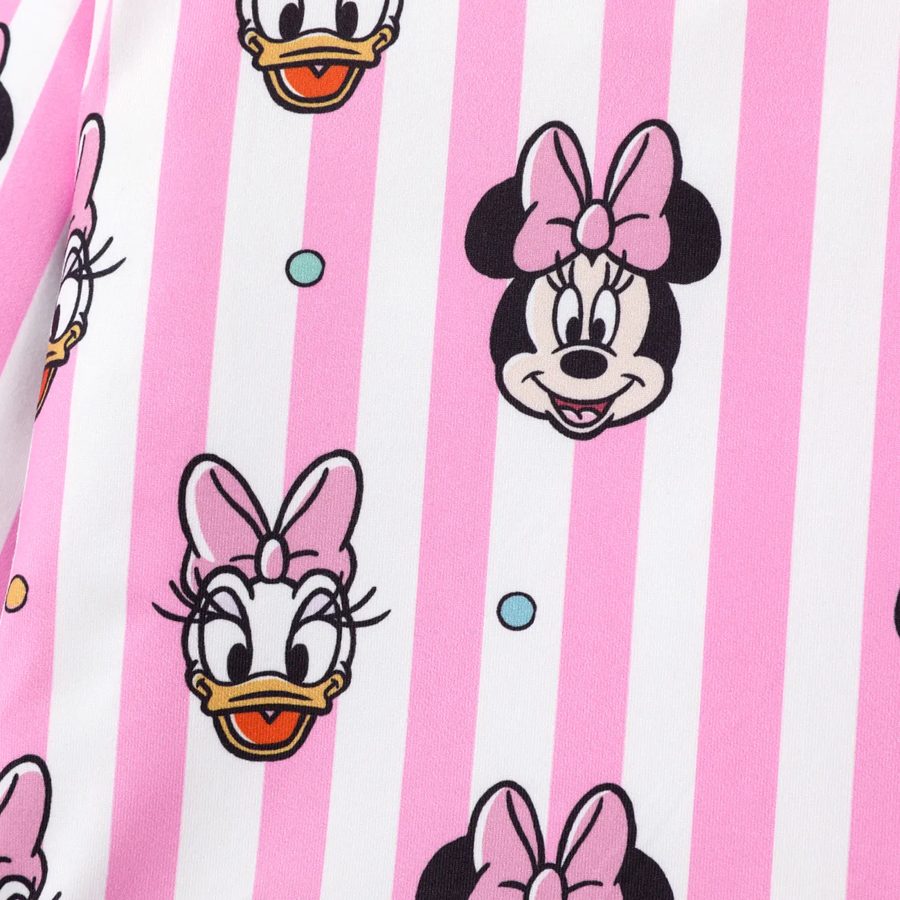Disney Mickey and Friends Toddler Girl Polka Dot/Stripe Digital Print Dress Pink big image 1