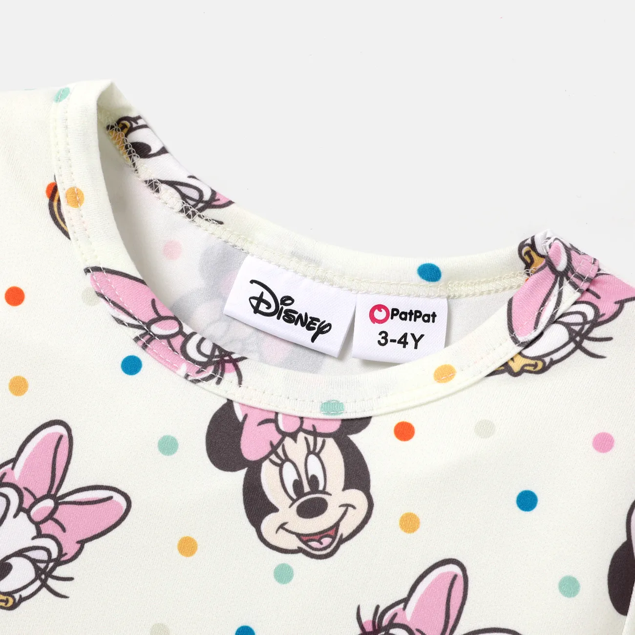 Disney Mickey and Friends Toddler Girl Polka Dot/Stripe Digital Print Dress Apricot big image 1