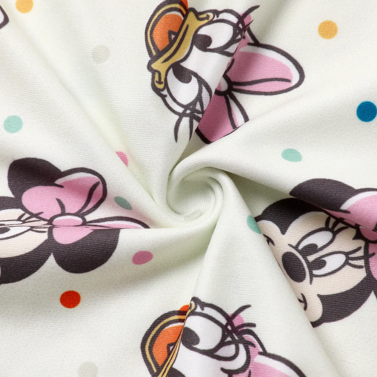 Disney Mickey and Friends Toddler Girl Polka Dot/Stripe Digital Print Dress Apricot big image 1