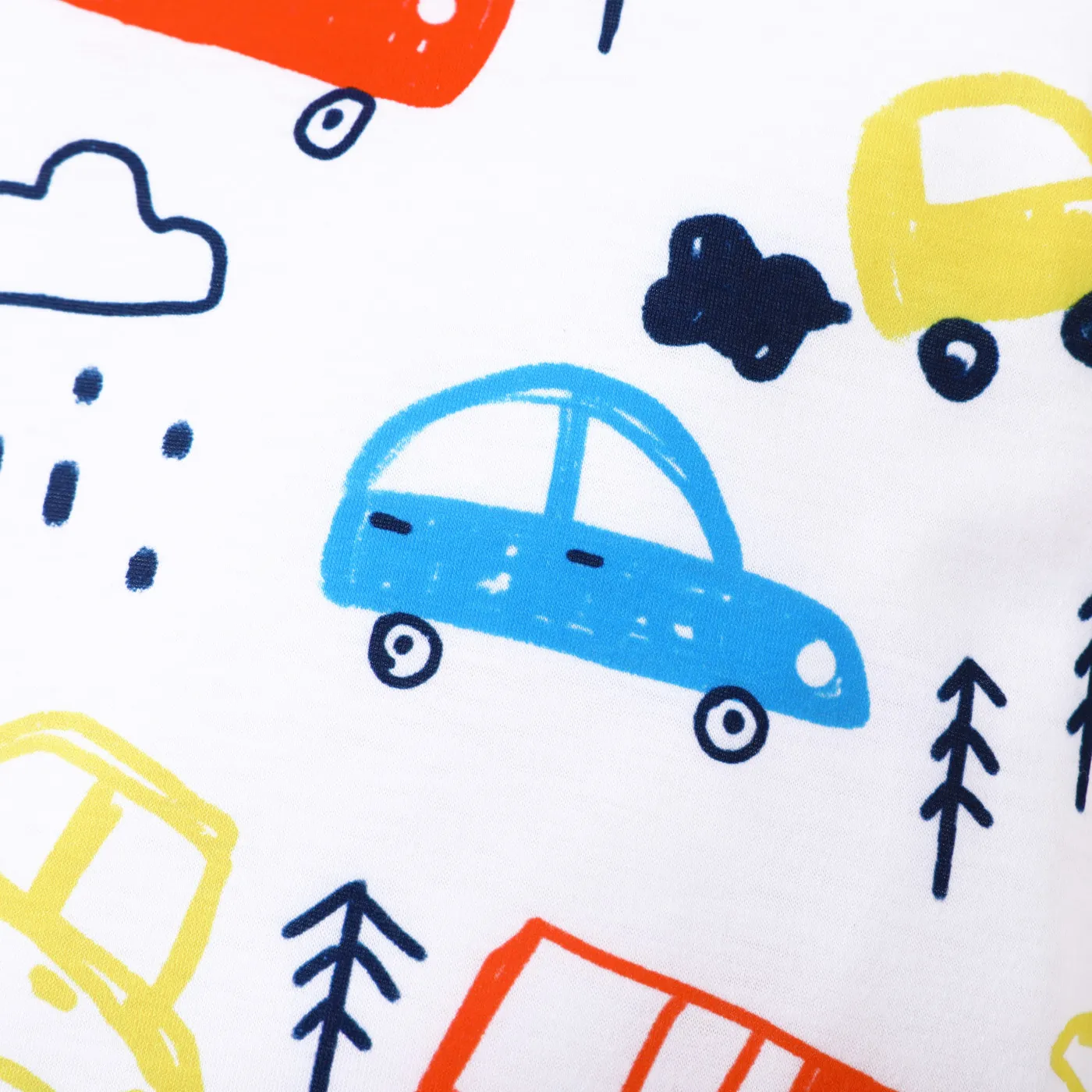 Baby Boy Cartoon Vehicle Print Grey/White/Colorful Striped Short-sleeve Romper Orange image 6