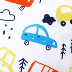 Baby Boy Cartoon Vehicle Print Grey/White/Colorful Striped Short-sleeve Romper  image 6