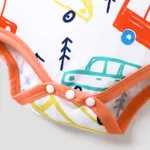 Baby Boy Cartoon Vehicle Print Grey/White/Colorful Striped Short-sleeve Romper  image 5