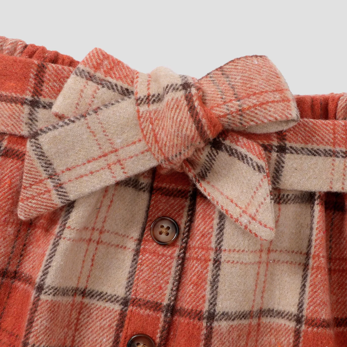  3pcs Toddler Girl Grid/Houndstooth Classic Long Sleeve Suit-Dress Orange red image 5