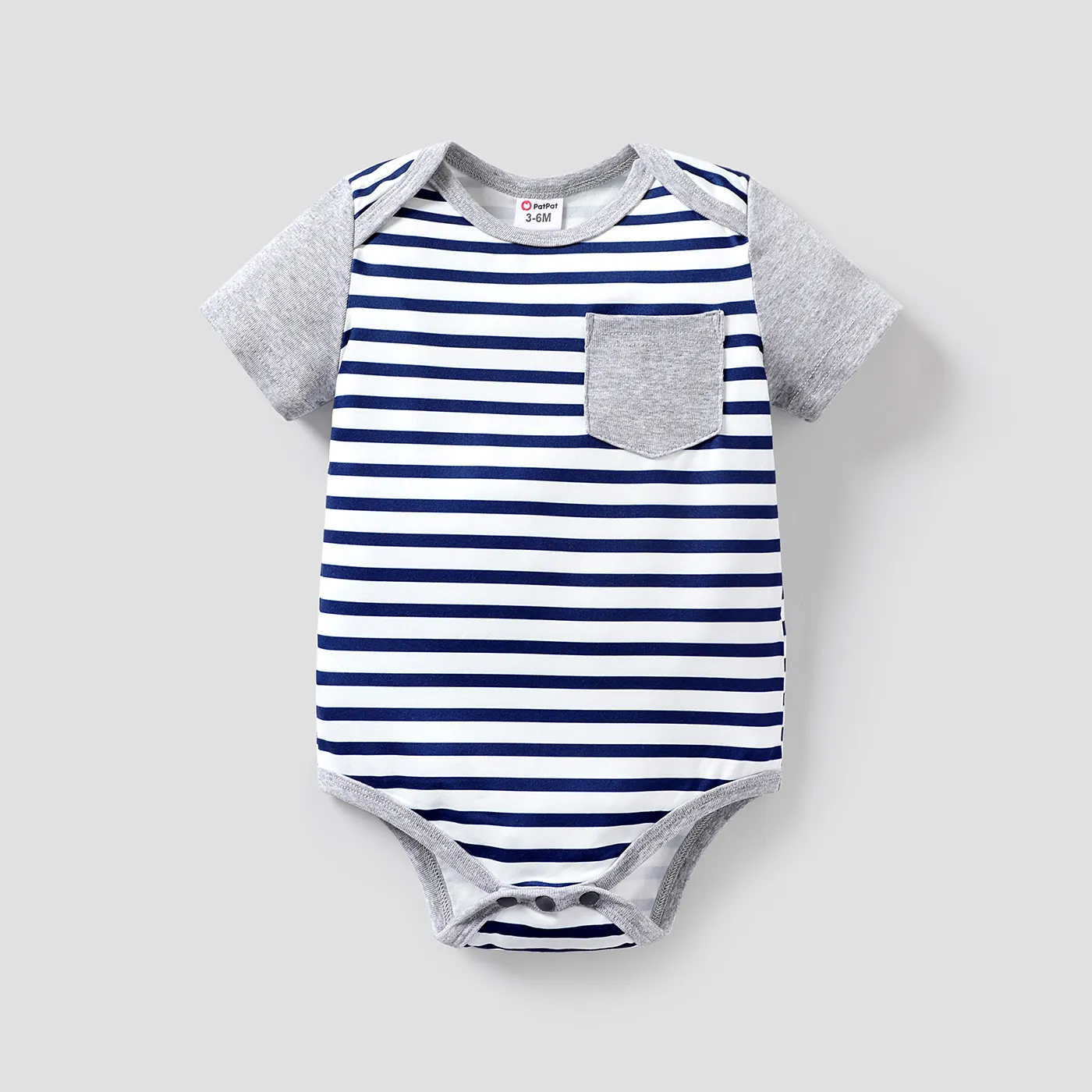 Baby Boy/Girl Stars/Striped Short-sleeve Romper Grey