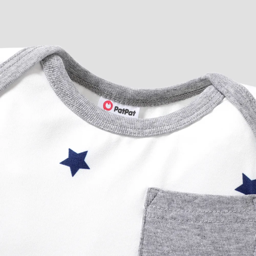 Baby Boy/Girl Stars/Striped Short-sleeve Romper big image 4