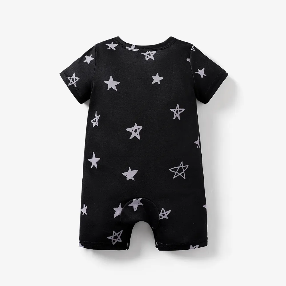 Baby Boy/Girl Love Heart and Letter Print All Over Stars Short-sleeve Romper big image 2