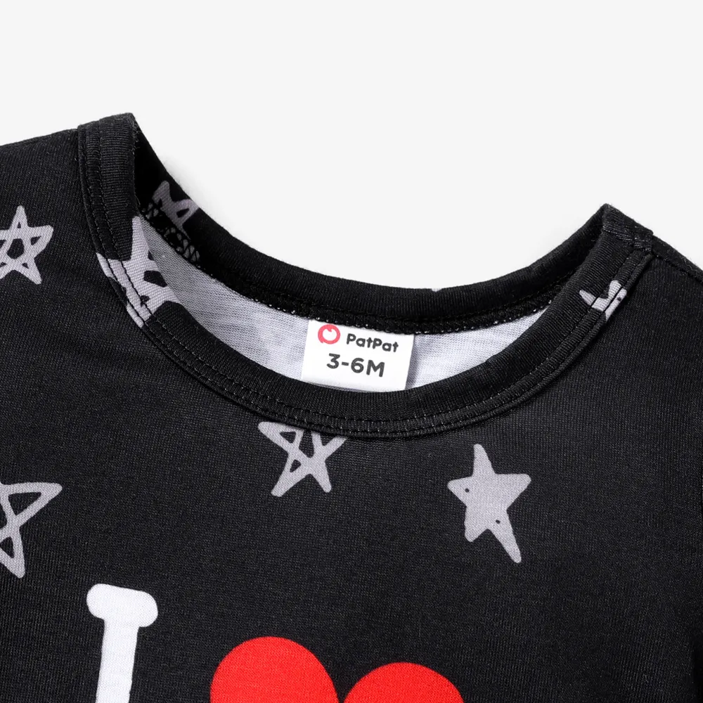 Baby Boy/Girl Love Heart and Letter Print All Over Stars Short-sleeve Romper big image 3