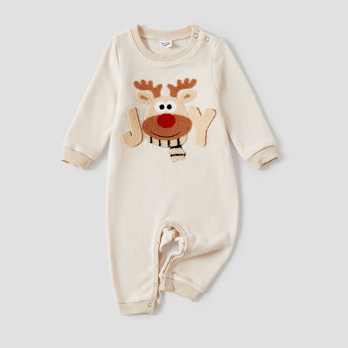Christmas Family Matching Cartoon Embroidered Reindeer Long-sleeve Velvet Tops