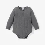 Baby Boy/Girl 95% Cotton Ribbed Long-sleeve Button Up Romper Dark Grey