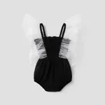 Baby Girl Wings Decor Smocked Bodysuit Black