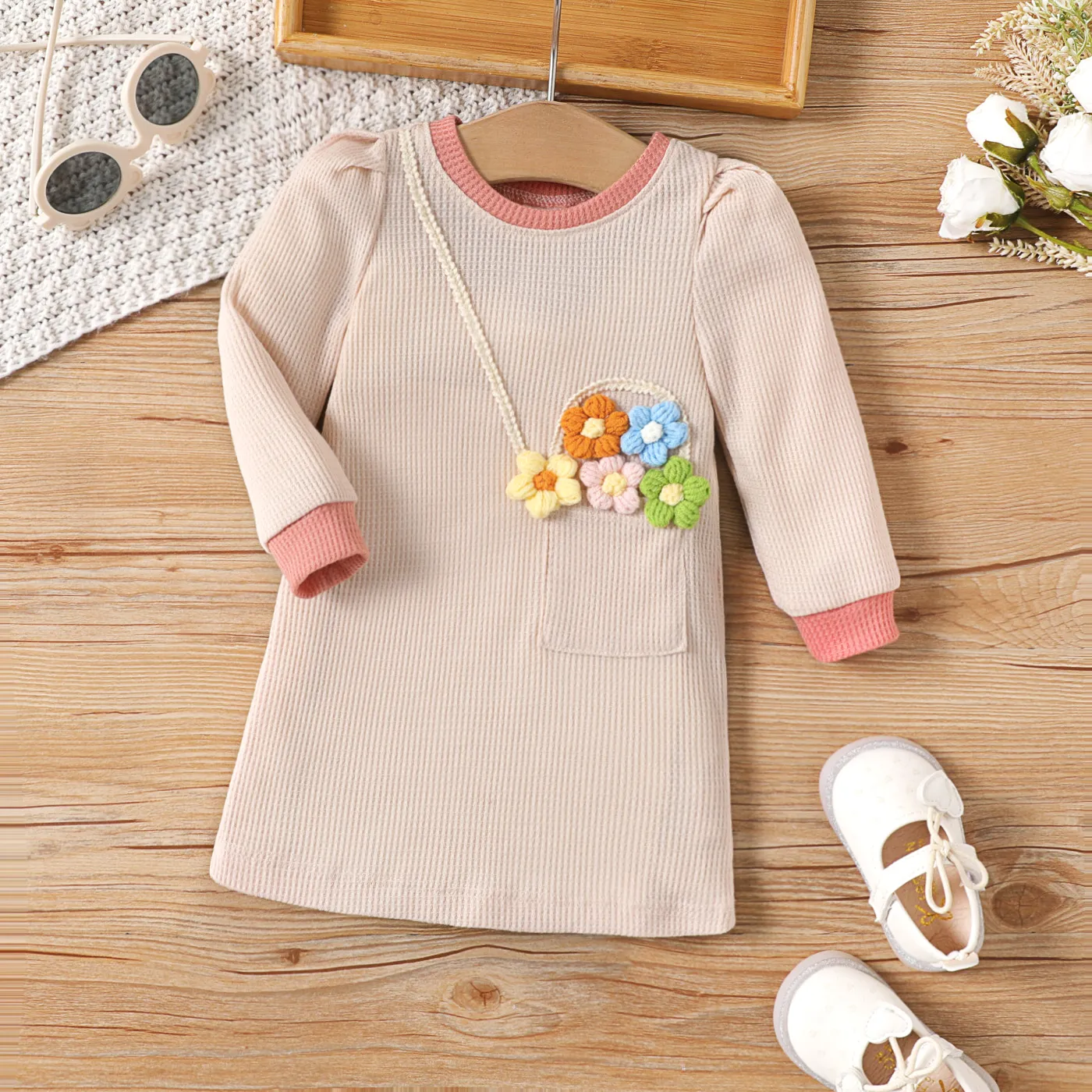 Girls'  Hyper-Tactile 3D Design Plants and Floral Pattern Childlike Dresses   big image 1