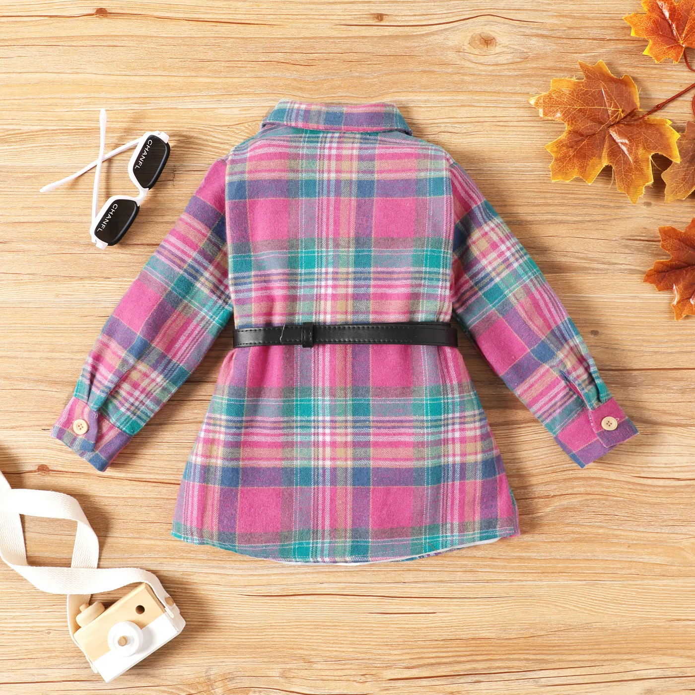 Toddler Girl Button Design Grid/Houndstooth Jacket  image 3