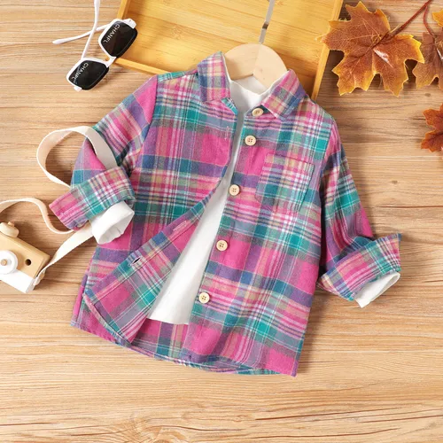 Toddler Girl Button Design Grid/Houndstooth Jacket