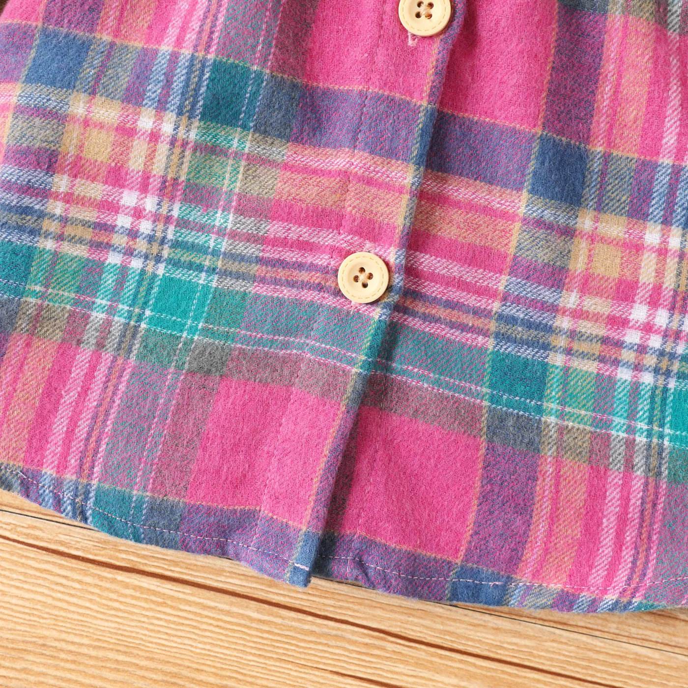 Toddler Girl Button Design Grid/Houndstooth Jacket  image 6